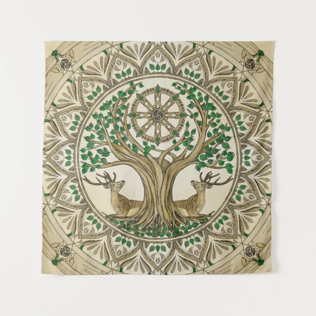 Tenture Le Bodhi arbre Dharma Wheel (Devant)