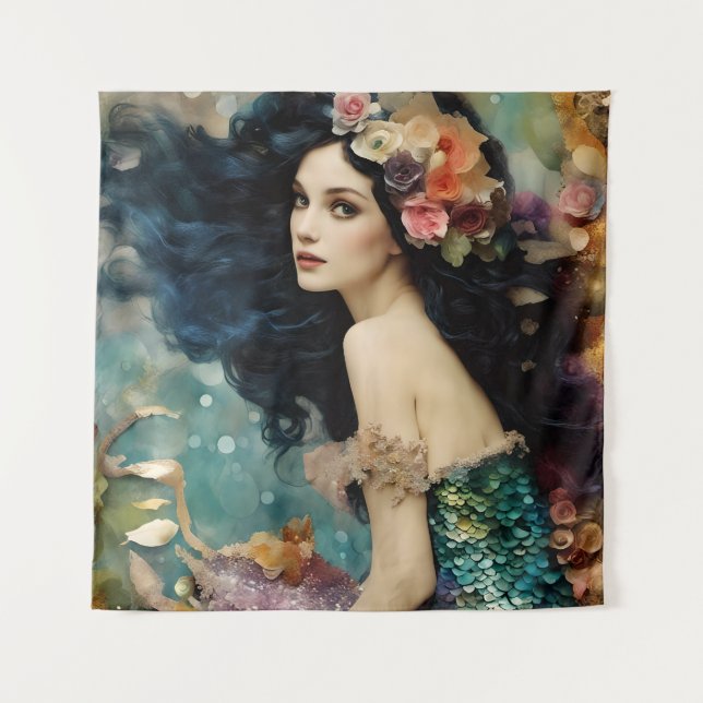 Tenture Le magnifique collage de sirènes (Devant)