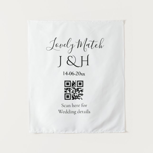 Tenture Le mariage du nom de couple ajout détail scan code (Devant)
