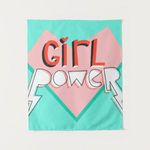 Tenture Le pouvoir des filles. Design mignon avec slogan g