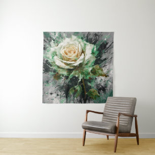 Tenture Le Rose blanc et vert énigmatique