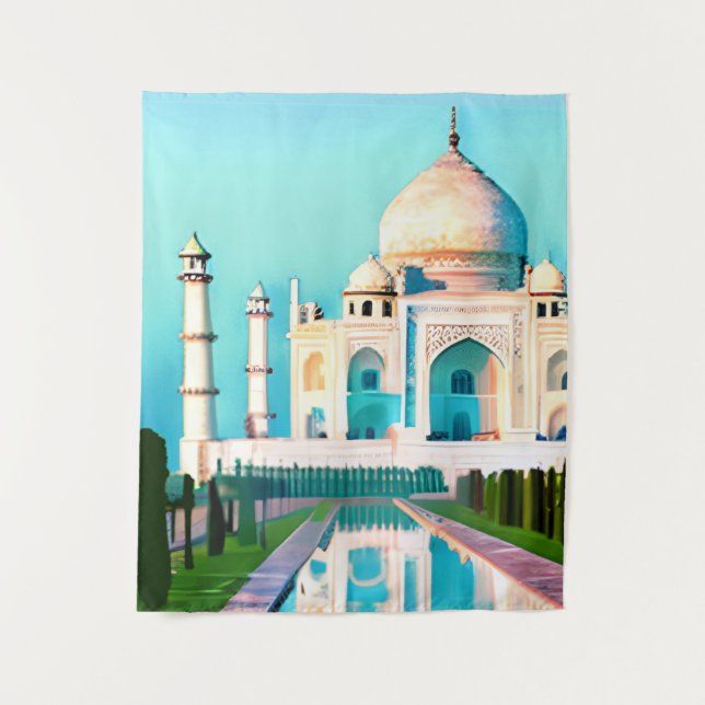 Tenture Le Taj Mahal sous un ciel étoilé (Devant)