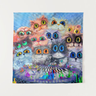 Tenture L'ensemble des portraits de chats arrière - plan a