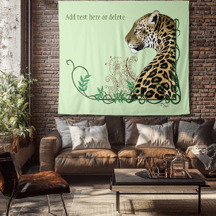 Tenture Leopard Wild Cat Green Henna