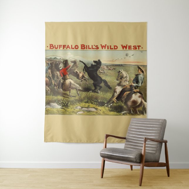 Tenture Les Chevaux de l'Ouest sauvage de Buffalo Bill (En situation)
