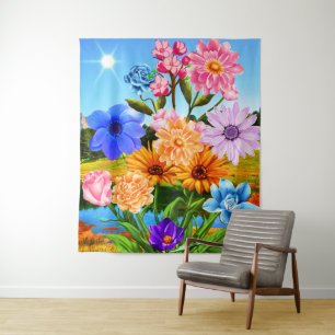 Tenture Les fleurs colorées du printemps fleurissent - Fle
