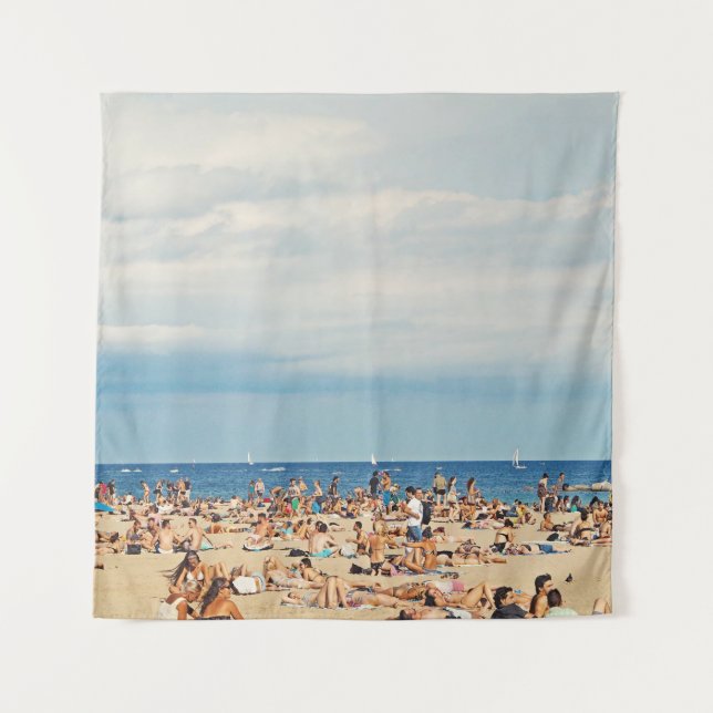 Tenture Les gens sur la plage de sable brun (Devant)