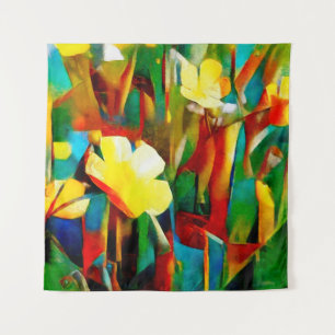 Tenture Les jonquilles. Composition florale Abstraite dans