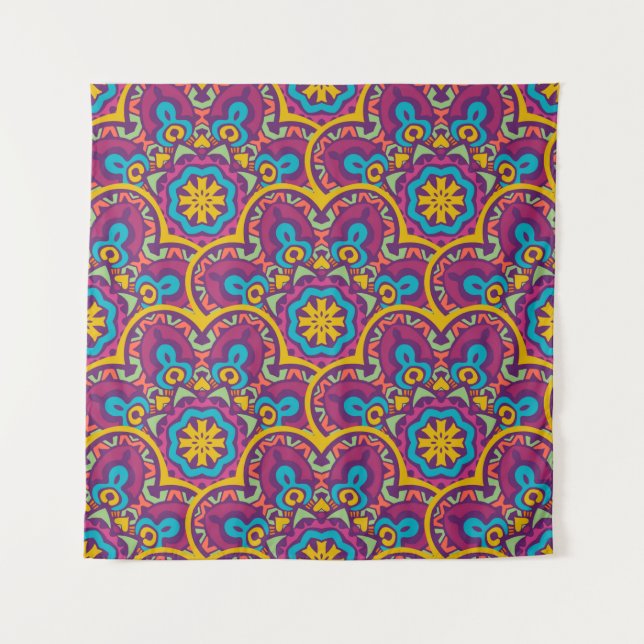 Tenture Les mandalas tribaux sans couture ethnique indiens (Devant)