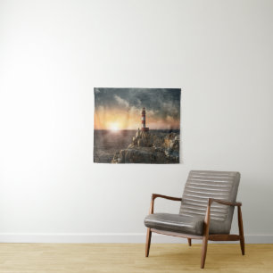 Tenture Les phares   Phare rouge et blanc