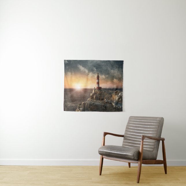 Tenture Les phares | Phare rouge et blanc (En situation (horizontale))