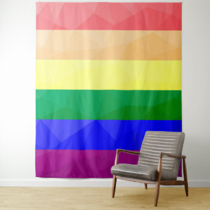 Tenture LGBT drapeau arc-en-ciel lignes motif de maillage 