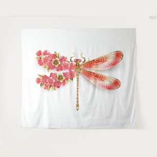 Tenture libellule de fleurs avec sakura de bijoux