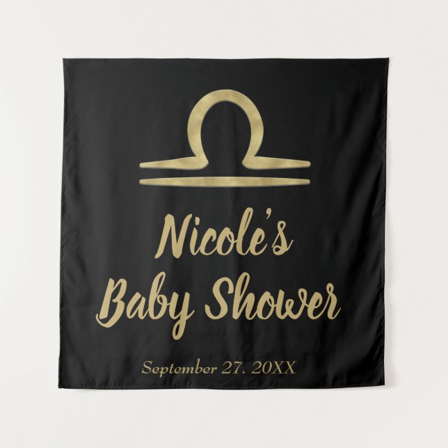 Tenture LIBRA Or Astrologie de naissance en septembre octo (Devant)