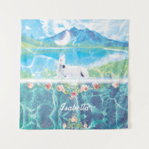 Tenture Licorne dans un monde de rêve paradisiaque