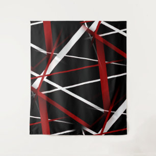 Tenture Ligne Moderne Géométrie Urbaine Noir Blanc Rouge