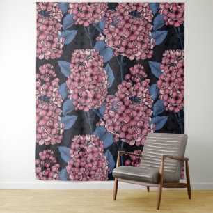 Tenture Lilac rose sur bleu foncé