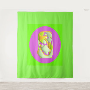 Tenture Lime Vert et violet clair motifs