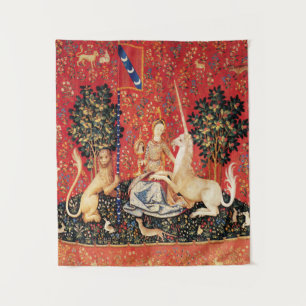 Tenture Lion de DAME ET de LICORNE, fleurs d'imaginaire,