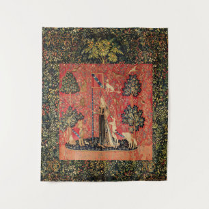 Tenture Lion de DAME ET de LICORNE, fleurs d'imaginaire,