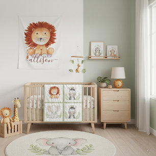 Tenture Lion dessiné à la main personnalisé pour enfants