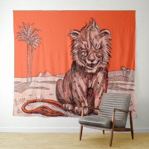 Tenture lion souriant