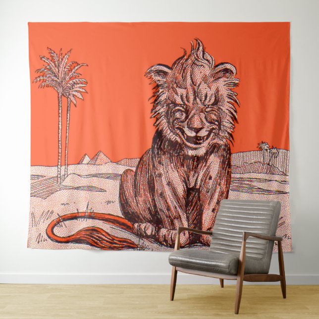Tenture lion souriant (En situation (horizontale))