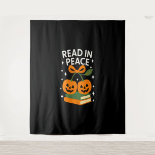 Tenture Lire en paix livre drôle d'Halloween