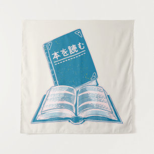 Tenture Lire un livre kanji texte japonais