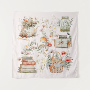 Tenture Livres Champignons Floral Whimsical Cottagecore Ar