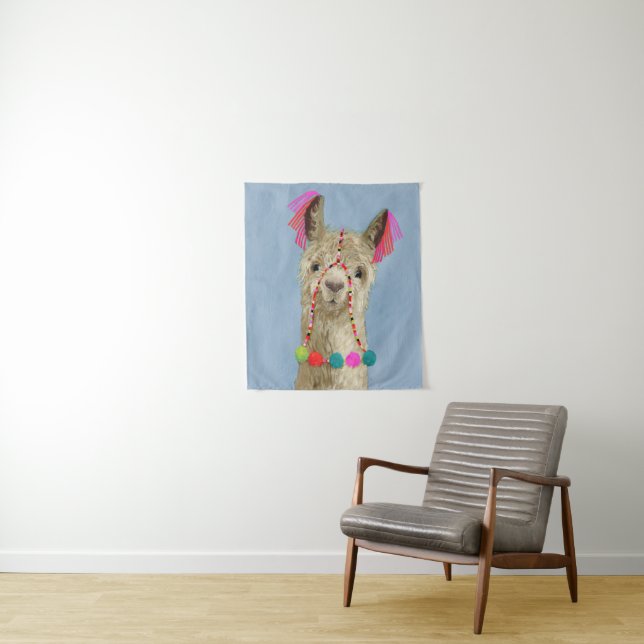 Tenture Llama ornée - Beige (En situation)