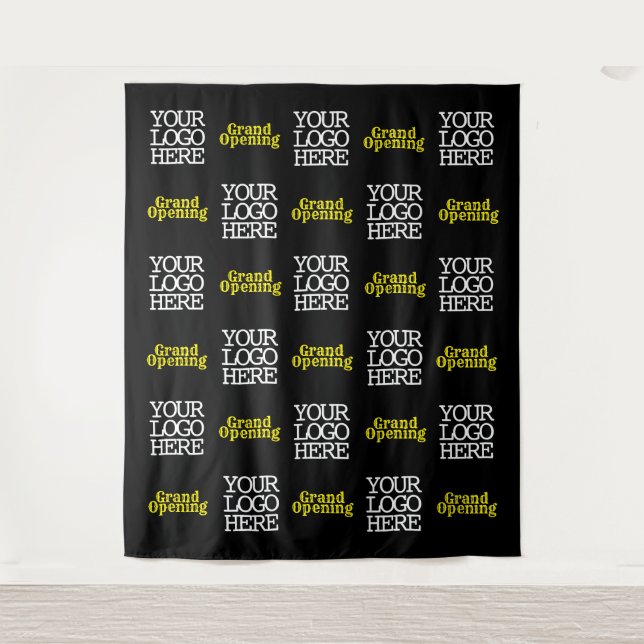 Tenture Logo d'ouverture d'entreprise noir jaune (Devant)