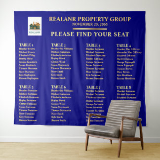 Tenture Logo du plan de sièges d'entreprise or bleu marine