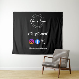 Tenture Logo personnalisé Obtenons des icônes de médias so