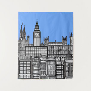 Tenture Londres Cityscape noir et blanc