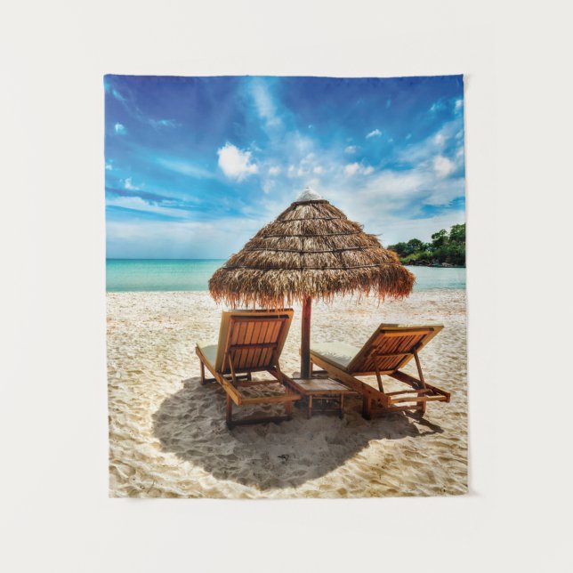 Tenture Lounge on beach throw pillow (Devant)