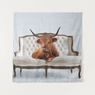 Tenture Lounland Highland Cow Tapestry