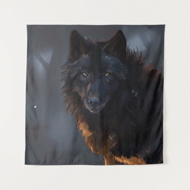 Tenture Loup noir (Devant)