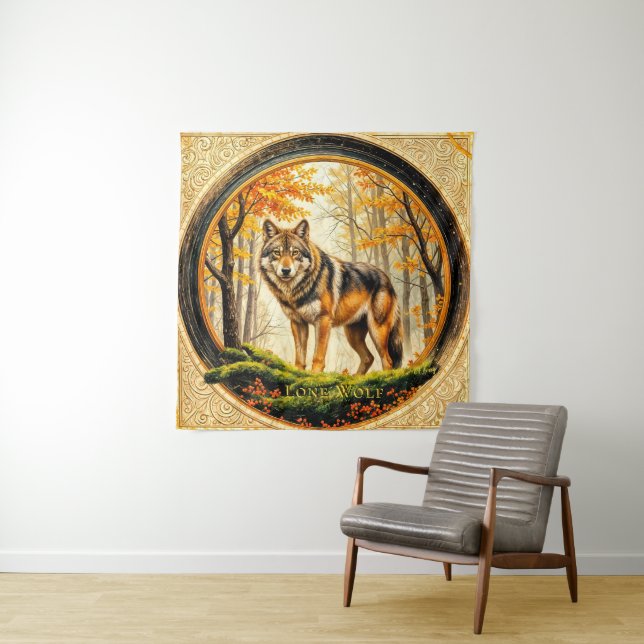 Tenture Loup solitaire (En situation)