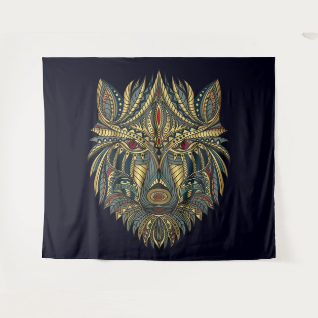 Tenture Loup tribal (Devant (Horizontal))