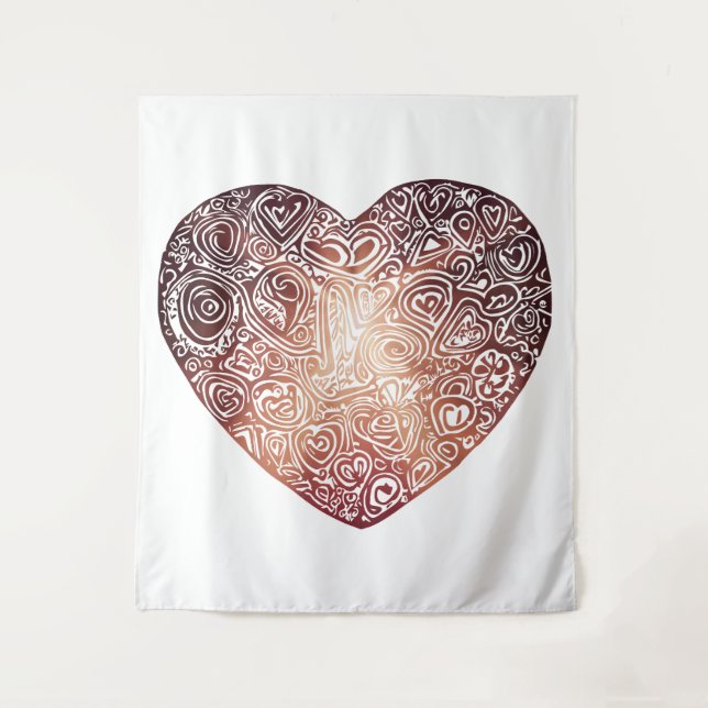 Tenture Love Doodle Heart Art Abstrait (Devant)