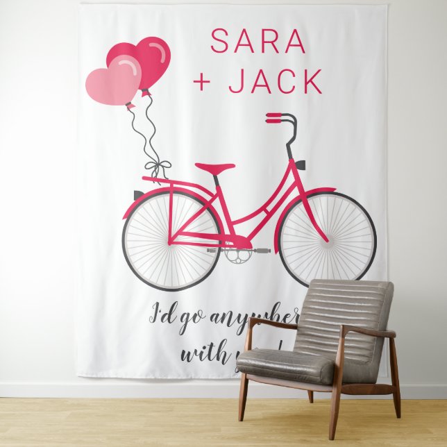 Tenture Love Hearts Bicycle Valentine Personnalisé Personn (En situation)