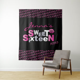 Tenture LOVE & KISSES Sweet sixteen ROSE Photo-Op fond