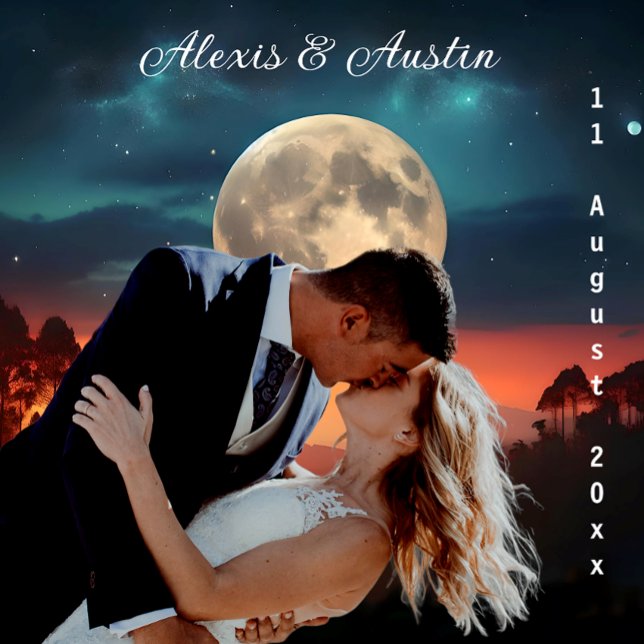 Tenture Love Under a Pleine lune Mariage Backdrop (Créateur téléchargé)