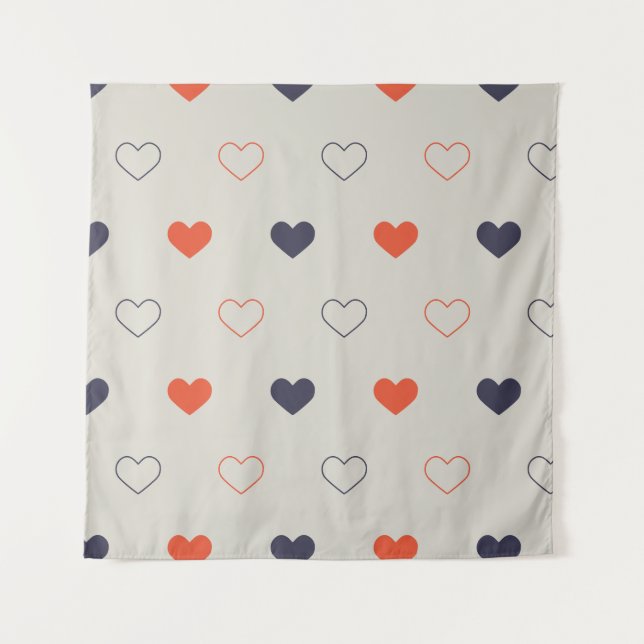 Tenture Lovely hearts / orange cream dark (Devant)