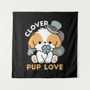 Tenture Lucky Pup with Clover - St. Patrick's Day Cadeau