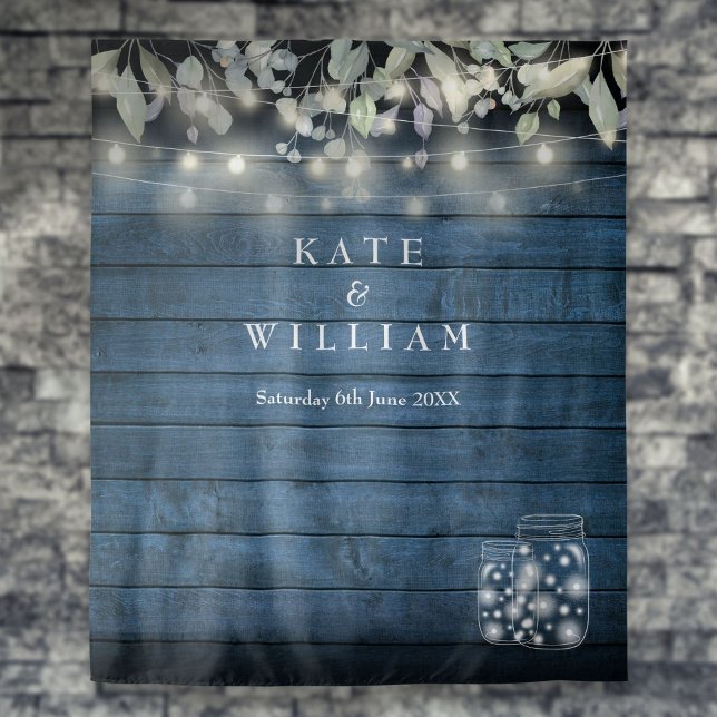 Tenture Lumières à cordes rustiques Mason Jars arrière-pla (Rustic String Lights Mason Jars Photo Backdrop)