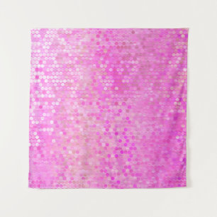 Tenture Lumineuse mosaïque abstraite rose avec brillance
