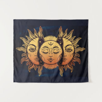 Tenture Luna et lune de l'huile d'or mystique