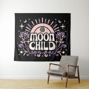 Tenture Lune enfant mauve sorcière whimsigoth esthétique